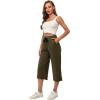imageRESHE Womens Capri Yoga Pants Loose Soft Drawstring Workout Sweatpants Causal Lounge Pants with PocketsAarmy Green