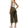 imageRESHE Womens Capri Yoga Pants Loose Soft Drawstring Workout Sweatpants Causal Lounge Pants with PocketsAarmy Green