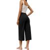 imageRESHE Womens Capri Yoga Pants Loose Soft Drawstring Workout Sweatpants Causal Lounge Pants with PocketsAblack