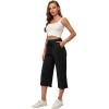 imageRESHE Womens Capri Yoga Pants Loose Soft Drawstring Workout Sweatpants Causal Lounge Pants with PocketsAblack