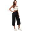imageRESHE Womens Capri Yoga Pants Loose Soft Drawstring Workout Sweatpants Causal Lounge Pants with PocketsAblack