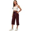 imageRESHE Womens Capri Yoga Pants Loose Soft Drawstring Workout Sweatpants Causal Lounge Pants with PocketsAburgundy
