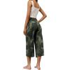 imageRESHE Womens Capri Yoga Pants Loose Soft Drawstring Workout Sweatpants Causal Lounge Pants with PocketsAcamouflage Green
