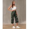 imageRESHE Womens Capri Yoga Pants Loose Soft Drawstring Workout Sweatpants Causal Lounge Pants with PocketsAcamouflage Green
