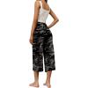 imageRESHE Womens Capri Yoga Pants Loose Soft Drawstring Workout Sweatpants Causal Lounge Pants with PocketsAcamouflage Grey