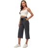 imageRESHE Womens Capri Yoga Pants Loose Soft Drawstring Workout Sweatpants Causal Lounge Pants with PocketsAdeep Hemp Gray