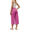 imageRESHE Womens Capri Yoga Pants Loose Soft Drawstring Workout Sweatpants Causal Lounge Pants with PocketsAhot Pink