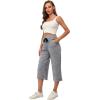 imageRESHE Womens Capri Yoga Pants Loose Soft Drawstring Workout Sweatpants Causal Lounge Pants with PocketsAlight Hemp Gray