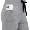 imageRESHE Womens Capri Yoga Pants Loose Soft Drawstring Workout Sweatpants Causal Lounge Pants with PocketsAlight Hemp Gray