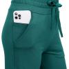 imageRESHE Womens Capri Yoga Pants Loose Soft Drawstring Workout Sweatpants Causal Lounge Pants with PocketsApeacock Blue