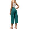 imageRESHE Womens Capri Yoga Pants Loose Soft Drawstring Workout Sweatpants Causal Lounge Pants with PocketsApeacock Blue