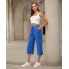 imageRESHE Womens Capri Yoga Pants Loose Soft Drawstring Workout Sweatpants Causal Lounge Pants with PocketsAroyal Blue
