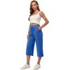 imageRESHE Womens Capri Yoga Pants Loose Soft Drawstring Workout Sweatpants Causal Lounge Pants with PocketsAroyal Blue
