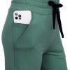 imageRESHE Womens Capri Yoga Pants Loose Soft Drawstring Workout Sweatpants Causal Lounge Pants with PocketsGreen