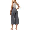 imageRESHE Womens Capri Yoga Pants Loose Soft Drawstring Workout Sweatpants Causal Lounge Pants with PocketsLight Gray