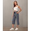 imageRESHE Womens Capri Yoga Pants Loose Soft Drawstring Workout Sweatpants Causal Lounge Pants with PocketsLight Gray