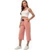 imageRESHE Womens Capri Yoga Pants Loose Soft Drawstring Workout Sweatpants Causal Lounge Pants with PocketsPinka