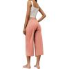 imageRESHE Womens Capri Yoga Pants Loose Soft Drawstring Workout Sweatpants Causal Lounge Pants with PocketsPinka