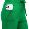 imageRESHE Womens Capri Yoga Pants Loose Soft Drawstring Workout Sweatpants Causal Lounge Pants with PocketsSolid Green