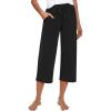 imageRESHE Womens Capri Yoga Pants Loose Soft Drawstring Workout Sweatpants Causal Lounge Pants with PocketsAblack