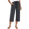 imageRESHE Womens Capri Yoga Pants Loose Soft Drawstring Workout Sweatpants Causal Lounge Pants with PocketsAdeep Hemp Gray