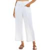 imagesiliteelon Wide Leg Linen Pants for Women Summer Capri Palazzo Flowy Pants Casual Loose High Waist Trousers with PocketsWhite