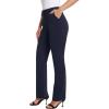 imagesiliteelon Womens Straight Leg Dress Pants Stretchy High Waisted Work Office Trousers Yoga Bootcut Slacks with PocketsNavy