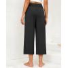 imagesiliteelon Wide Leg Capri Pants for Women Lounge Pajama Pants Women Casual Loose Comfy Flowy Palazzo Capris with PocketsBlack