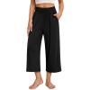 imagesiliteelon Wide Leg Capri Pants for Women Lounge Pajama Pants Women Casual Loose Comfy Flowy Palazzo Capris with PocketsBlack