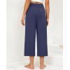 imagesiliteelon Wide Leg Capri Pants for Women Lounge Pajama Pants Women Casual Loose Comfy Flowy Palazzo Capris with PocketsBlue