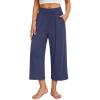 imagesiliteelon Wide Leg Capri Pants for Women Lounge Pajama Pants Women Casual Loose Comfy Flowy Palazzo Capris with PocketsBlue
