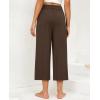 imagesiliteelon Wide Leg Capri Pants for Women Lounge Pajama Pants Women Casual Loose Comfy Flowy Palazzo Capris with PocketsBrown