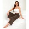 imagesiliteelon Wide Leg Capri Pants for Women Lounge Pajama Pants Women Casual Loose Comfy Flowy Palazzo Capris with PocketsBrown