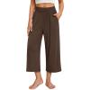 imagesiliteelon Wide Leg Capri Pants for Women Lounge Pajama Pants Women Casual Loose Comfy Flowy Palazzo Capris with PocketsBrown