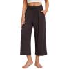 imagesiliteelon Wide Leg Capri Pants for Women Lounge Pajama Pants Women Casual Loose Comfy Flowy Palazzo Capris with PocketsCoffee