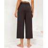 imagesiliteelon Wide Leg Capri Pants for Women Lounge Pajama Pants Women Casual Loose Comfy Flowy Palazzo Capris with PocketsCoffee