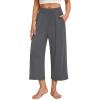 imagesiliteelon Wide Leg Capri Pants for Women Lounge Pajama Pants Women Casual Loose Comfy Flowy Palazzo Capris with PocketsDeep Gray