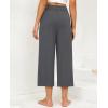 imagesiliteelon Wide Leg Capri Pants for Women Lounge Pajama Pants Women Casual Loose Comfy Flowy Palazzo Capris with PocketsDeep Gray