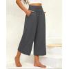 imagesiliteelon Wide Leg Capri Pants for Women Lounge Pajama Pants Women Casual Loose Comfy Flowy Palazzo Capris with PocketsDeep Hemp Gray
