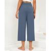 imagesiliteelon Wide Leg Capri Pants for Women Lounge Pajama Pants Women Casual Loose Comfy Flowy Palazzo Capris with PocketsLight Blue