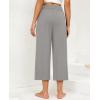 imagesiliteelon Wide Leg Capri Pants for Women Lounge Pajama Pants Women Casual Loose Comfy Flowy Palazzo Capris with PocketsLight Gray