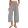 imagesiliteelon Wide Leg Capri Pants for Women Lounge Pajama Pants Women Casual Loose Comfy Flowy Palazzo Capris with PocketsLight Gray