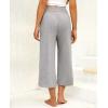 imagesiliteelon Wide Leg Capri Pants for Women Lounge Pajama Pants Women Casual Loose Comfy Flowy Palazzo Capris with PocketsLight Hemp Gray