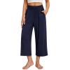 imagesiliteelon Wide Leg Capri Pants for Women Lounge Pajama Pants Women Casual Loose Comfy Flowy Palazzo Capris with PocketsNavy Blue