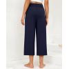 imagesiliteelon Wide Leg Capri Pants for Women Lounge Pajama Pants Women Casual Loose Comfy Flowy Palazzo Capris with PocketsNavy Blue