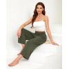 imagesiliteelon Wide Leg Capri Pants for Women Lounge Pajama Pants Women Casual Loose Comfy Flowy Palazzo Capris with PocketsOlive Green