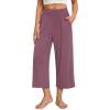 imagesiliteelon Wide Leg Capri Pants for Women Lounge Pajama Pants Women Casual Loose Comfy Flowy Palazzo Capris with PocketsVelvet Dust