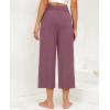 imagesiliteelon Wide Leg Capri Pants for Women Lounge Pajama Pants Women Casual Loose Comfy Flowy Palazzo Capris with PocketsVelvet Dust