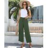 imagesiliteelon Wide Leg Linen Pants for Women Summer Capri Palazzo Flowy Pants Casual Loose High Waist Trousers with PocketsArmy Green