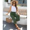 imagesiliteelon Wide Leg Linen Pants for Women Summer Capri Palazzo Flowy Pants Casual Loose High Waist Trousers with PocketsArmy Green